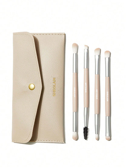 Sheglam Glam 101 Eye Essentials Brush Set- Dusty Pink