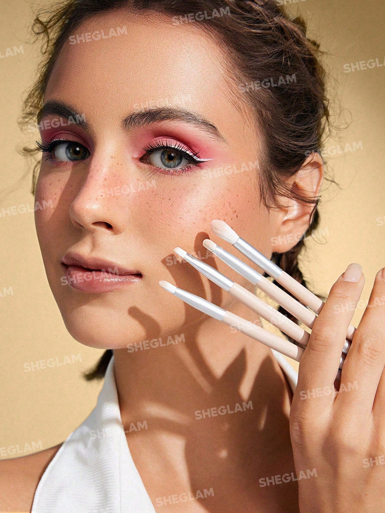 Sheglam Glam 101 Eye Essentials Brush Set- Dusty Pink