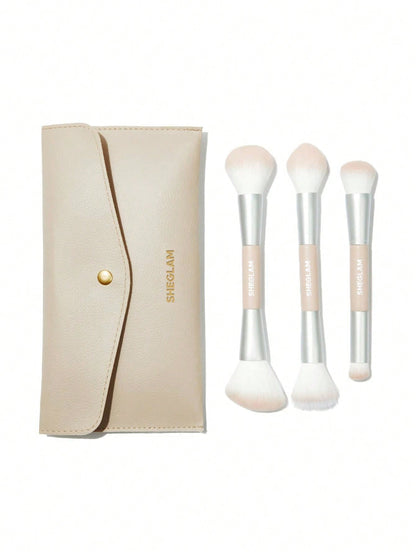 Sheglam Glam 101 Face Essentials Brush Set- Dusty Pink