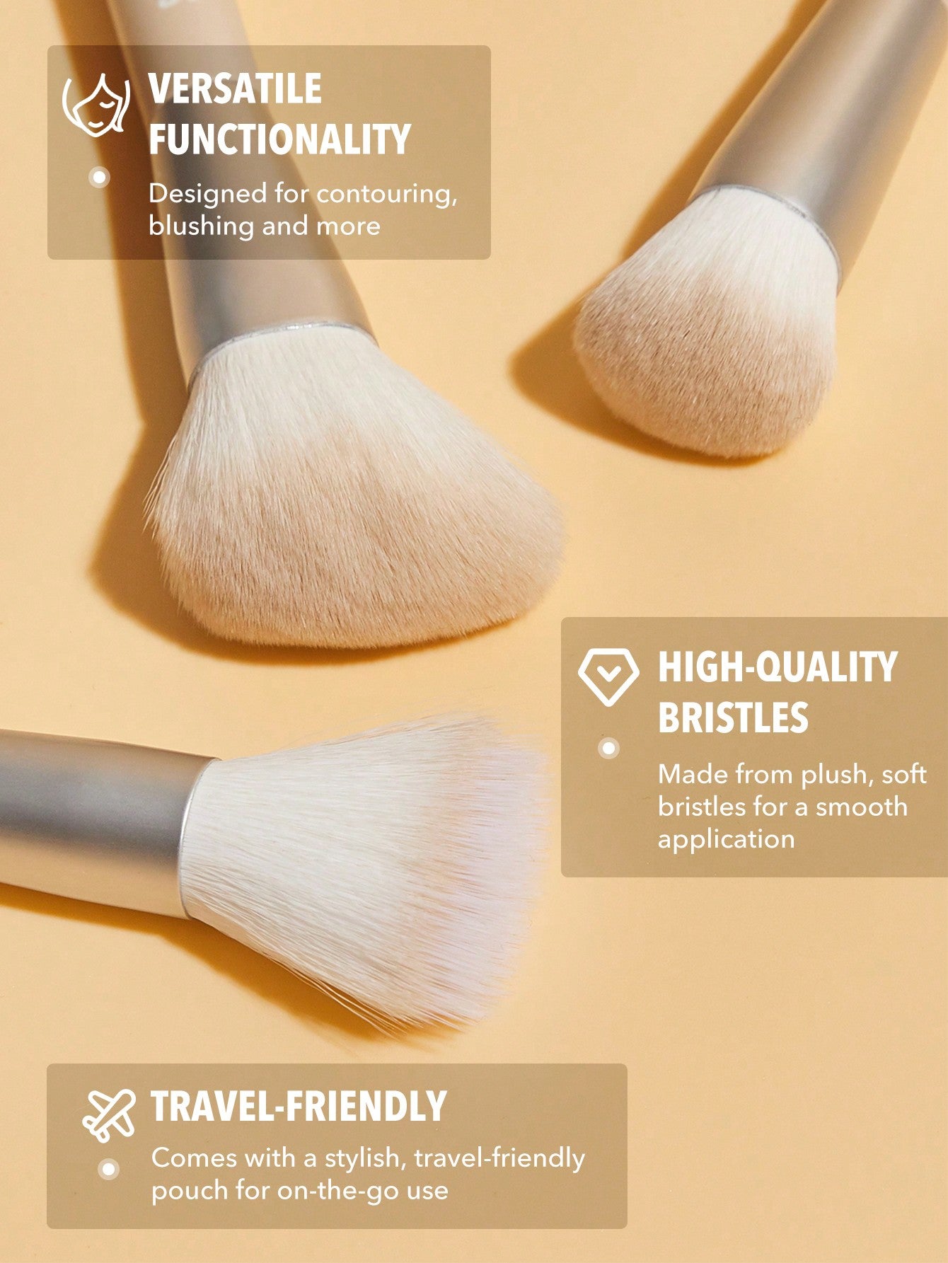 Sheglam Glam 101 Face Essentials Brush Set- Dusty Pink