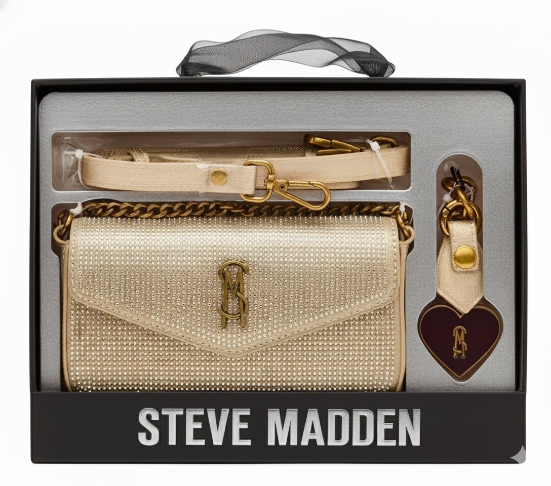 Steve Madden Bglitzyg Champagne Crossbody Bag Gift Set