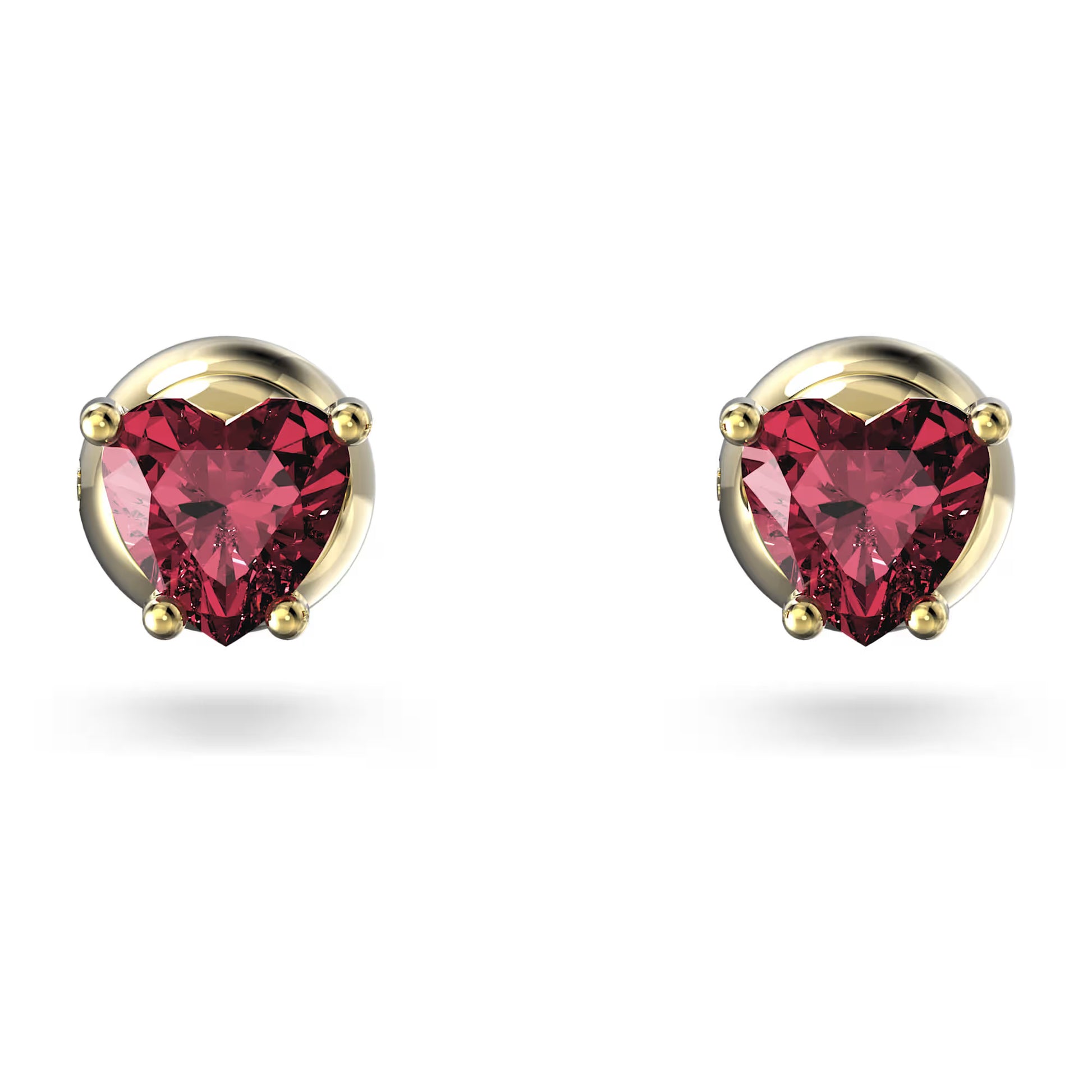 Swarovski Chroma Stud Earrings Heart, Red, Gold-tone plated