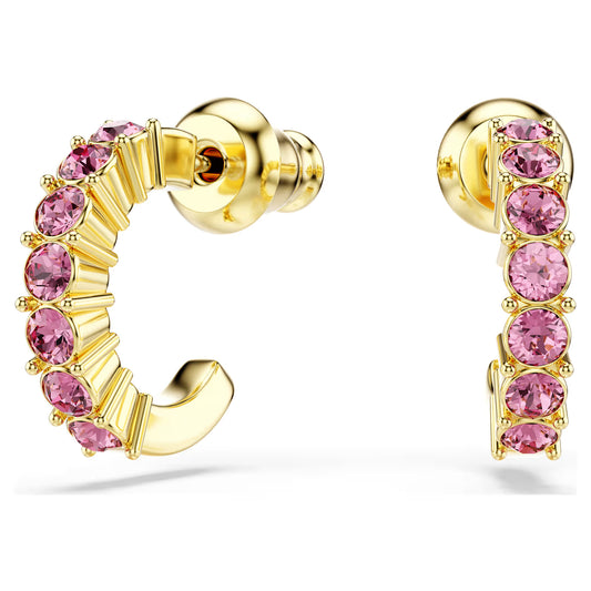 Swarovski Mini Hoop Earrings Round Cut, Pink