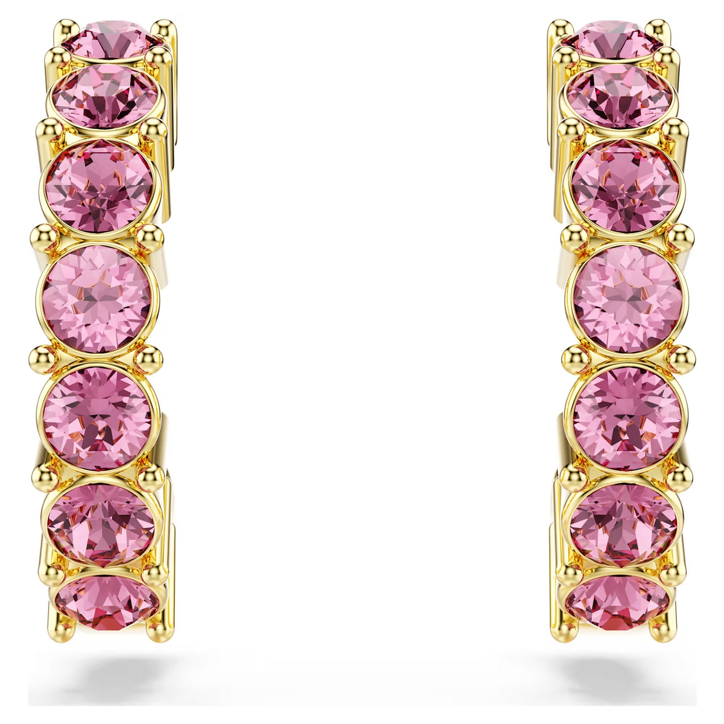 Swarovski Mini Hoop Earrings Round Cut, Pink