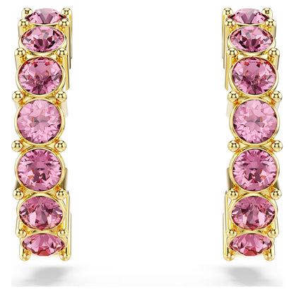 Swarovski Mini Hoop Earrings Round Cut, Pink