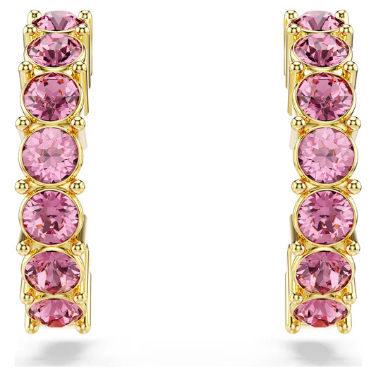 Swarovski Mini Hoop Earrings Round Cut, Pink