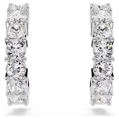 Swarovski Mini Hoop earrings Round cut, White, Rhodium plated