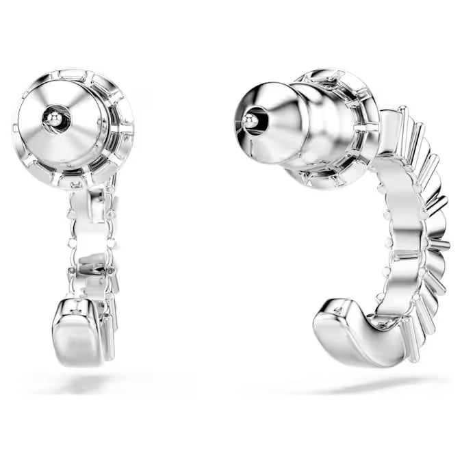 Swarovski Mini Hoop earrings Round cut, White, Rhodium plated