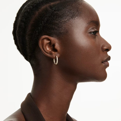 Swarovski Sommerset Hoop Earrings Small, White, Gold-tone Plated