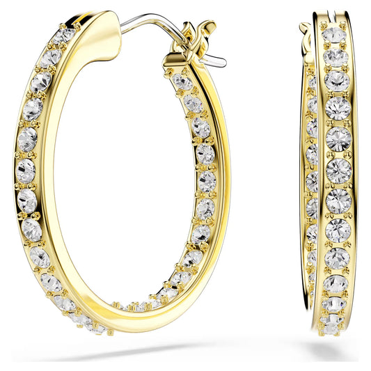 Swarovski Sommerset Hoop Earrings Small, White, Gold-tone Plated