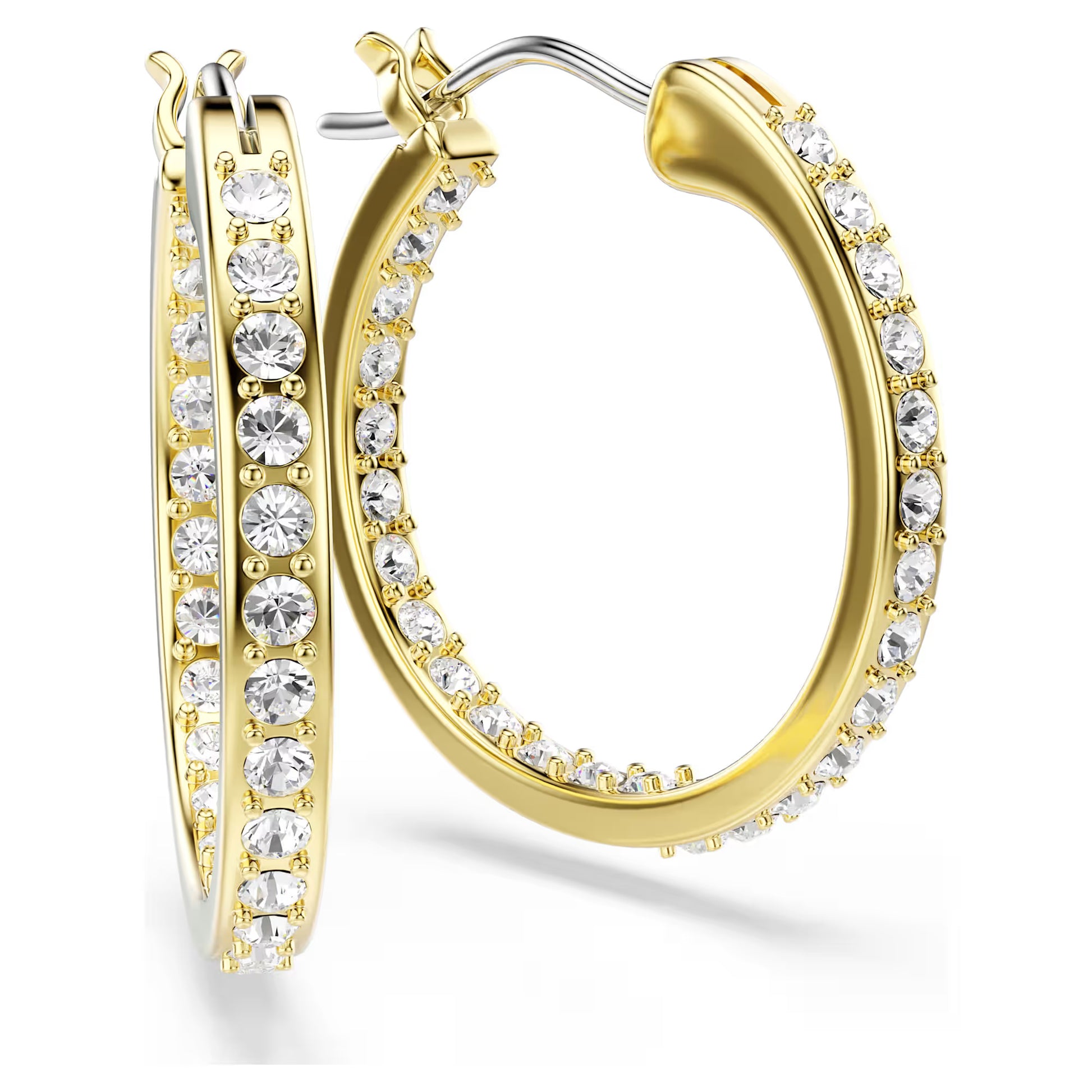 Swarovski Sommerset Hoop Earrings Small, White, Gold-tone Plated