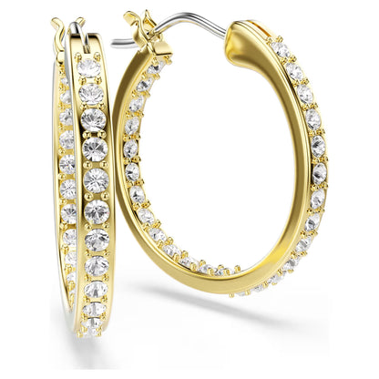 Swarovski Sommerset Hoop Earrings Small, White, Gold-tone Plated