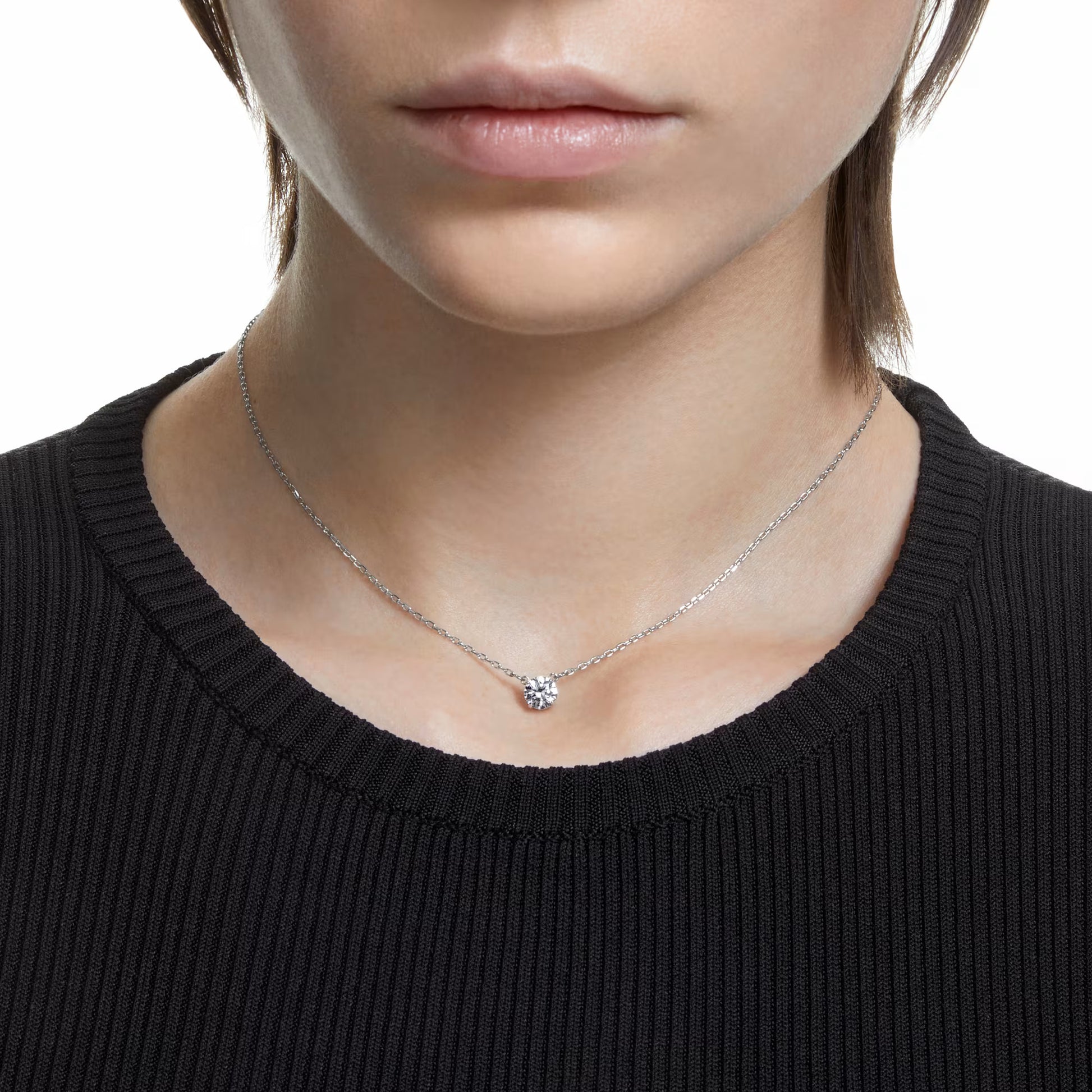 Swarovski Stilla Attract Necklace Round cut, White, Rhodium plated