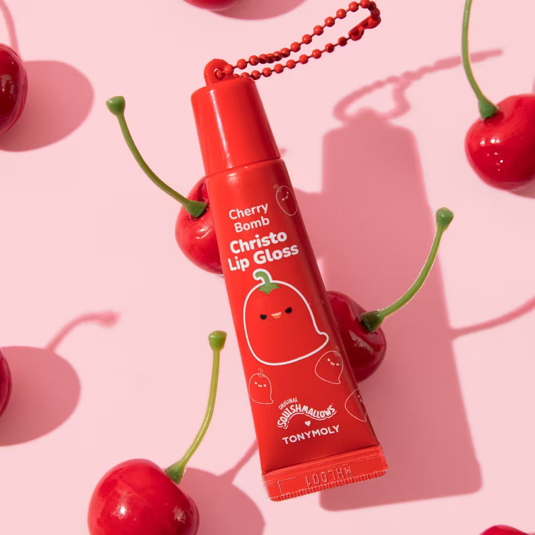 Tonymoly Christo Cherry Bomb Squishmallows Key Chain Lip Gloss