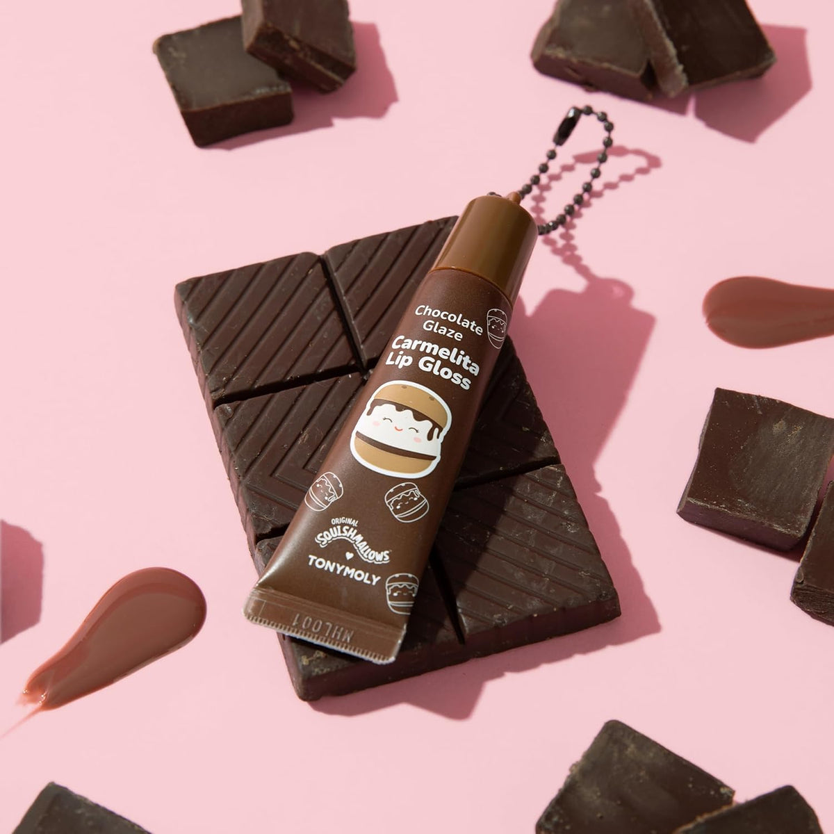 Tonymoly Squishmallows Key Chain Lip Gloss- Carmelita Chocolate Glaze
