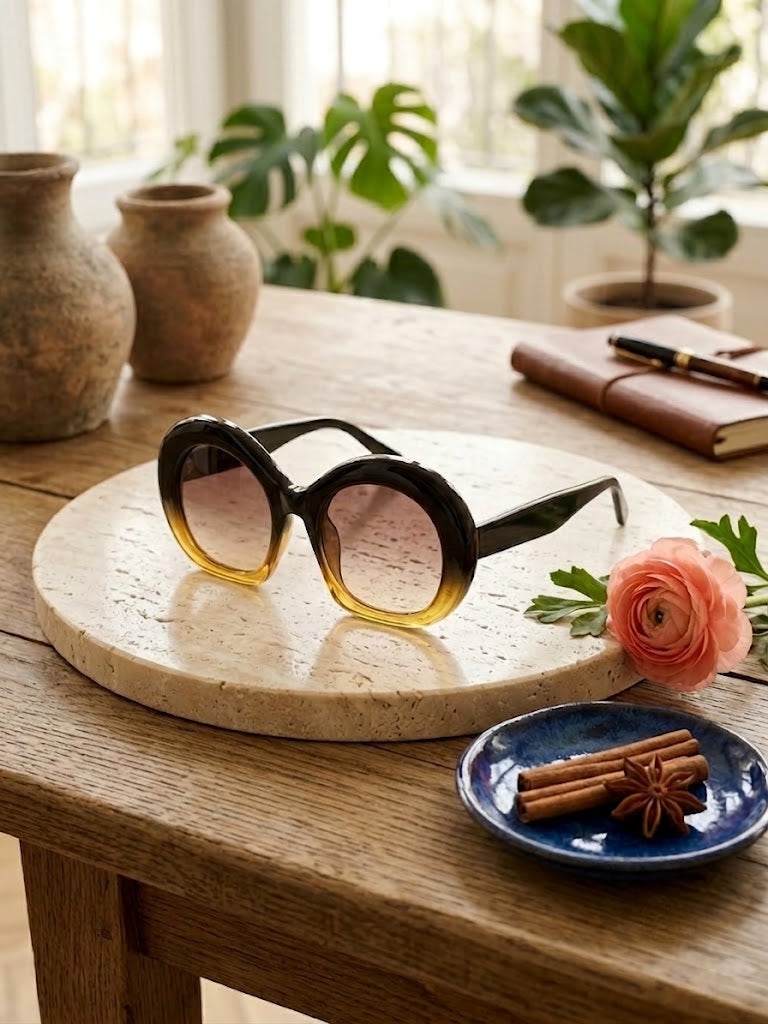 Vincci Chunky Gradient Frame Sunglasses- Black Amber