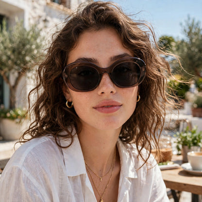 Vincci Chunky Oval Frame Sunglasses - Translucent Grey