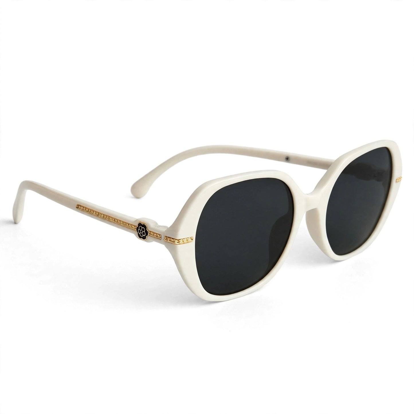 Vincci Elegant Oval Frame Sunglasses - Ivory White