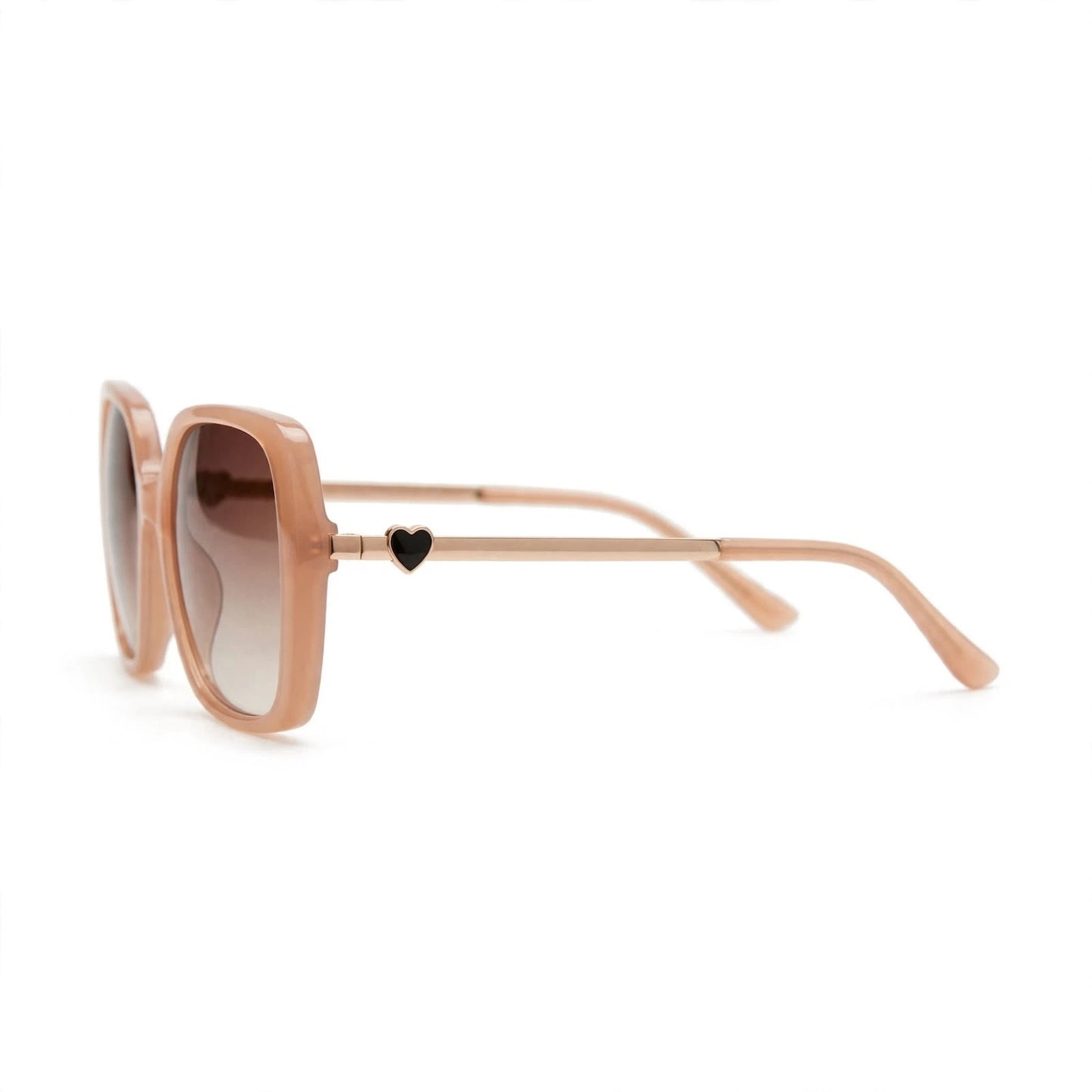 Vincci Heart Charm Oversized Square Sunglasses - Peach