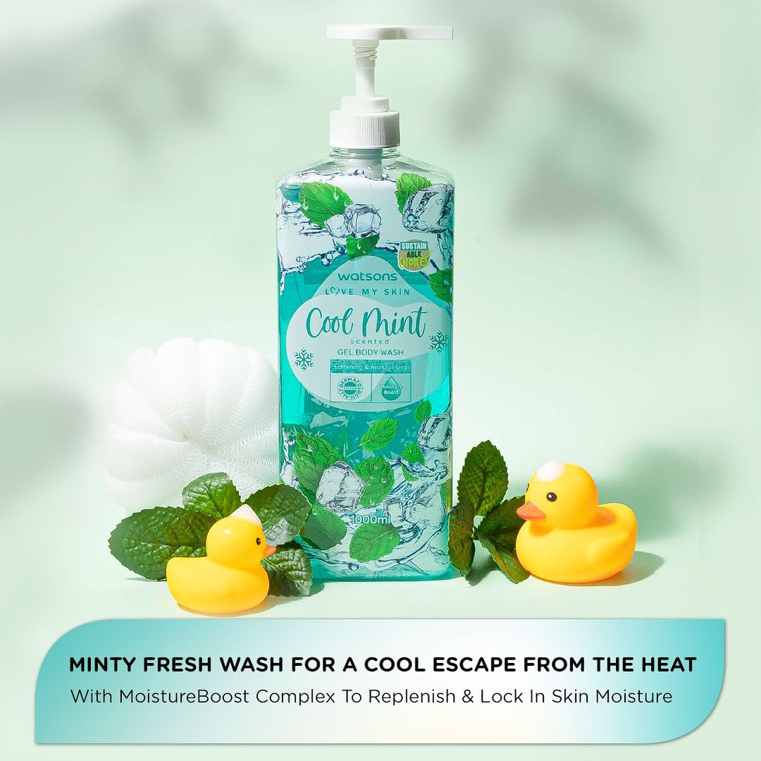 Watsons Cool Mint Scented Gel Body Wash 1000ml