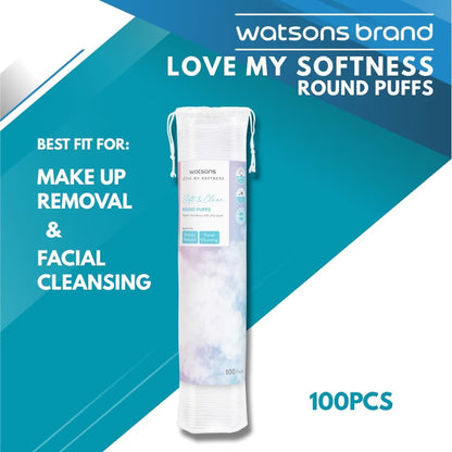 Watsons Soft & Care Round Cotton Puffs 100Pcs