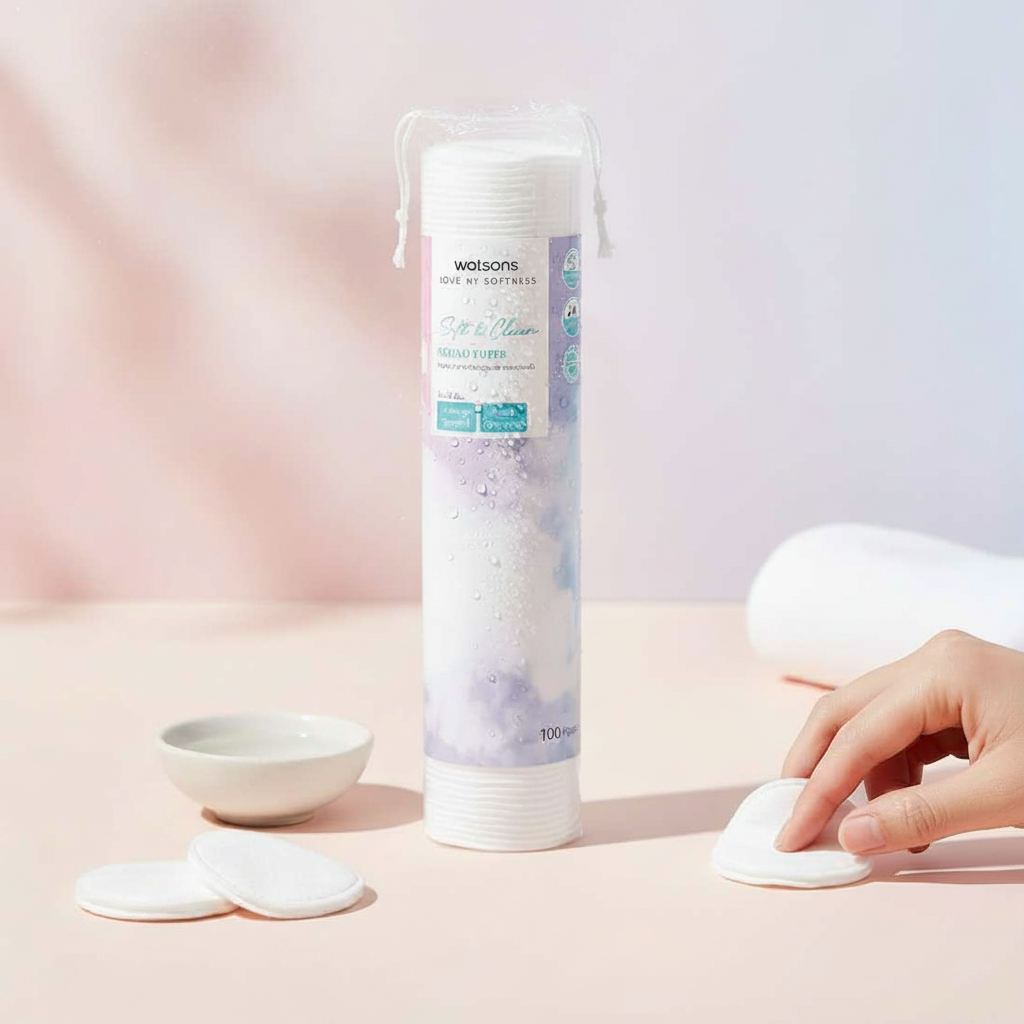 Watsons Soft & Care Round Cotton Puffs 100Pcs