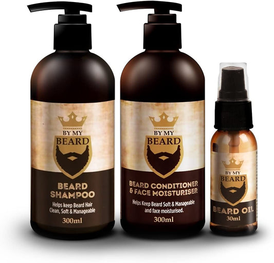 BY MY BEARD Beard Shampoo/Conditioner And Face Moisturiser Oil Complete Triple Pack