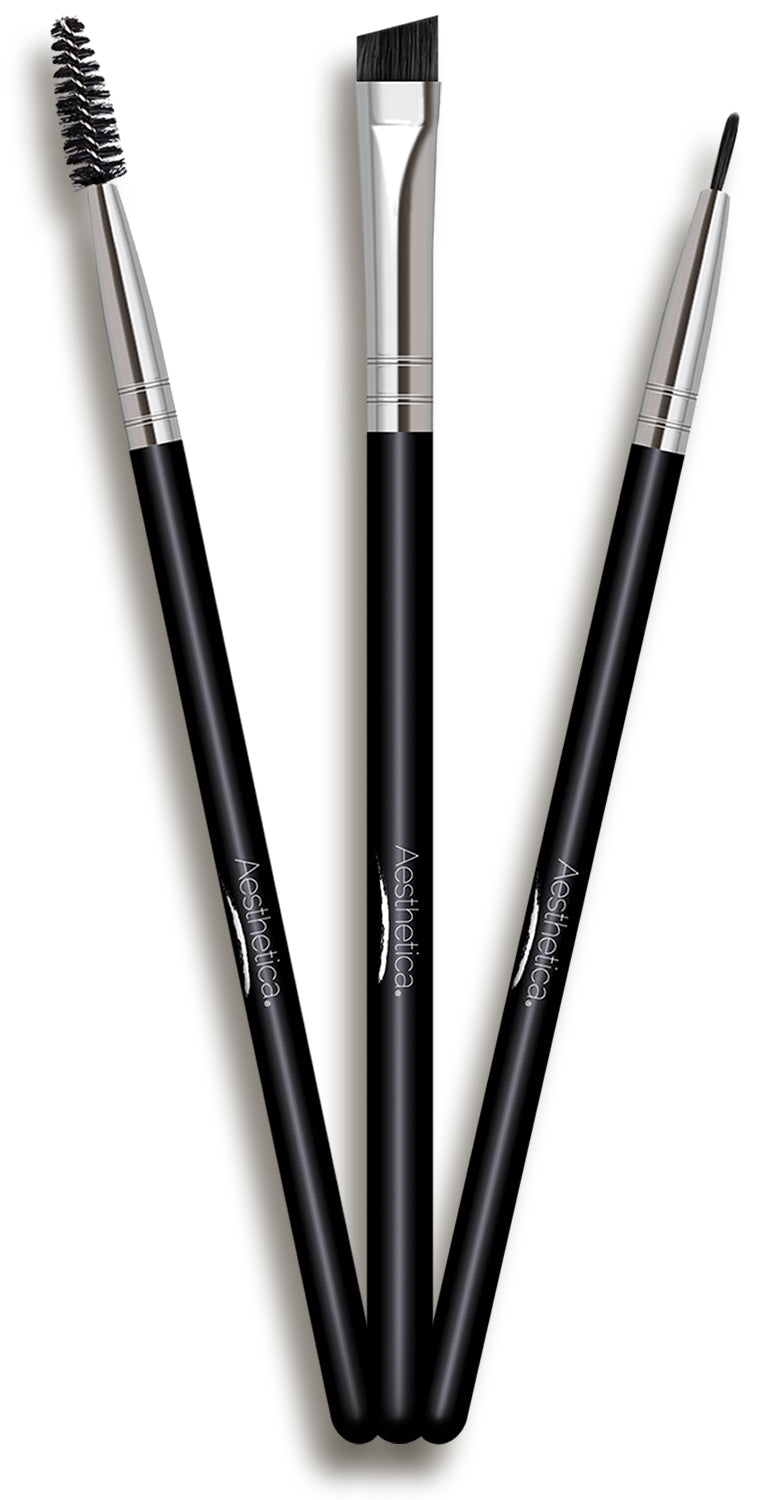 Aesthetica Pro Brush Series 3-Piece Eyeliner, Brow & Spoolie Brush Set