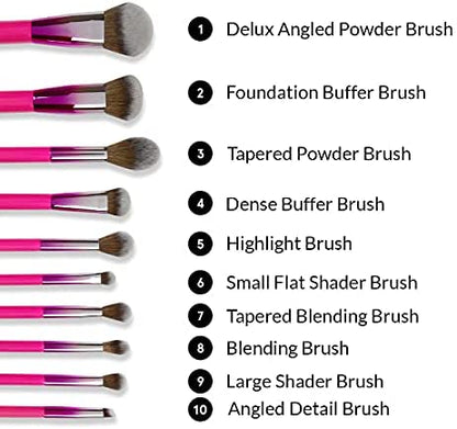 BH Cosmetics Midnight Festival Brush Set- 10 Pieces With Brush Holder