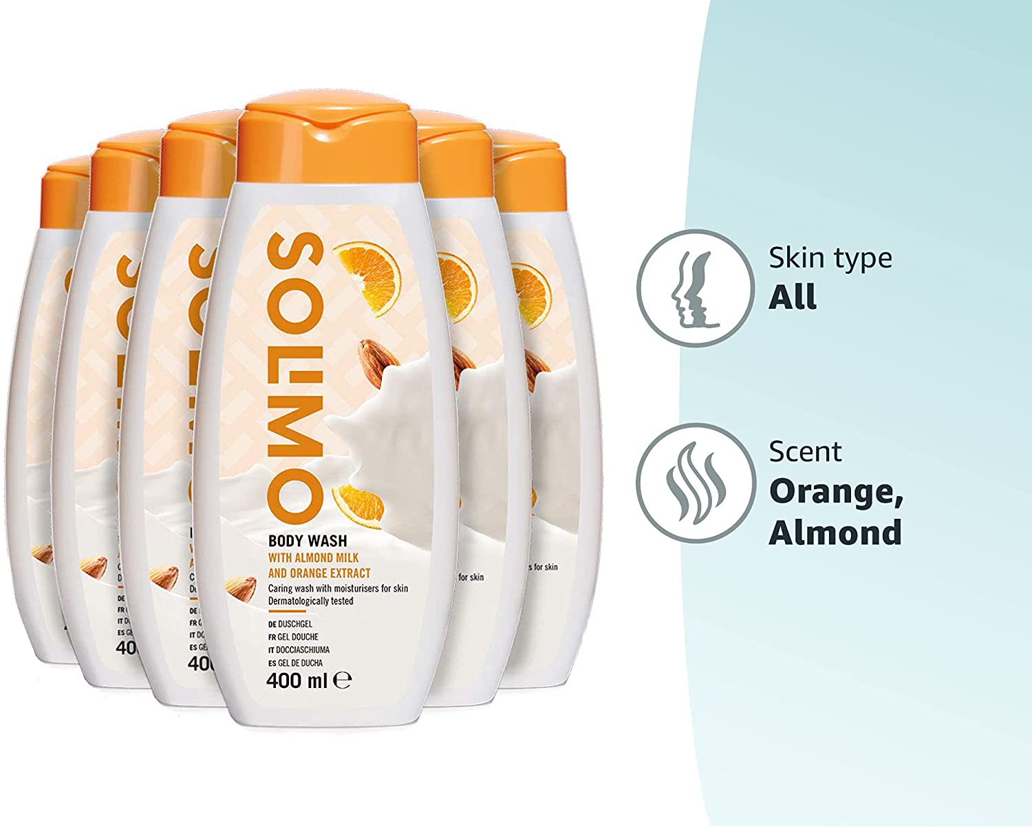 Solimo Refreshing Body Wash With Almond Milk & Orange Extract 400ml
