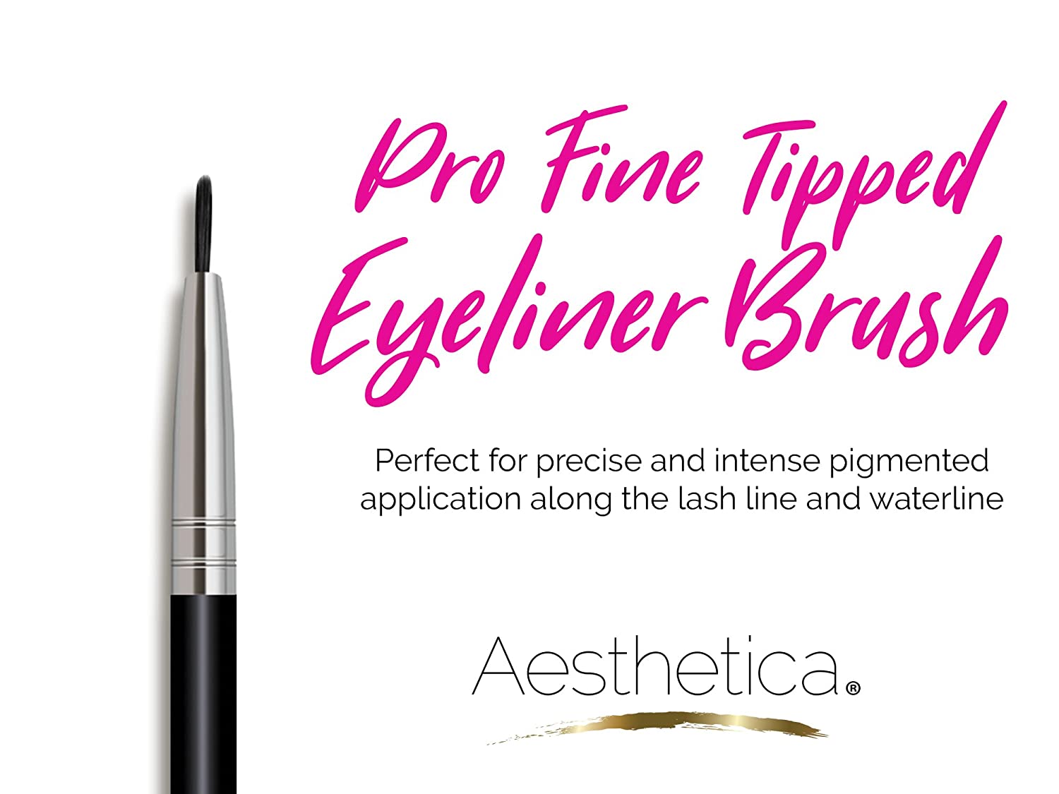 Aesthetica Pro Brush Series 3-Piece Eyeliner, Brow & Spoolie Brush Set
