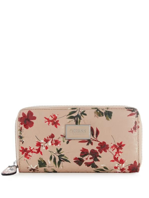 Guess Abree ZipAround Wallet Pink Floral