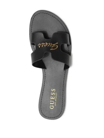 Guess Issa Cutout Logo Slide Sandals- Black (US 7)
