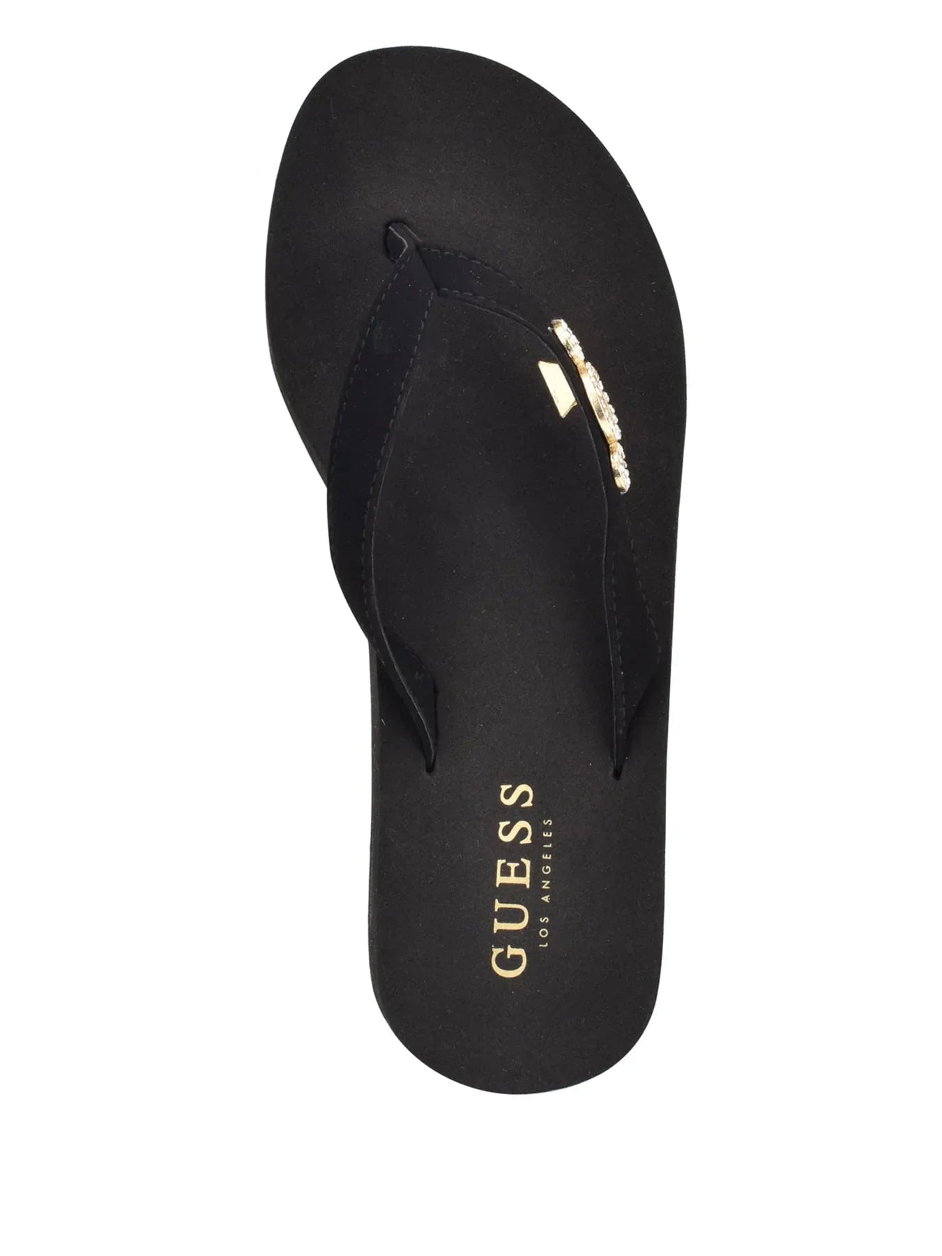 Guess Marts Dangle Charm Platform Wedge Sandals- Black