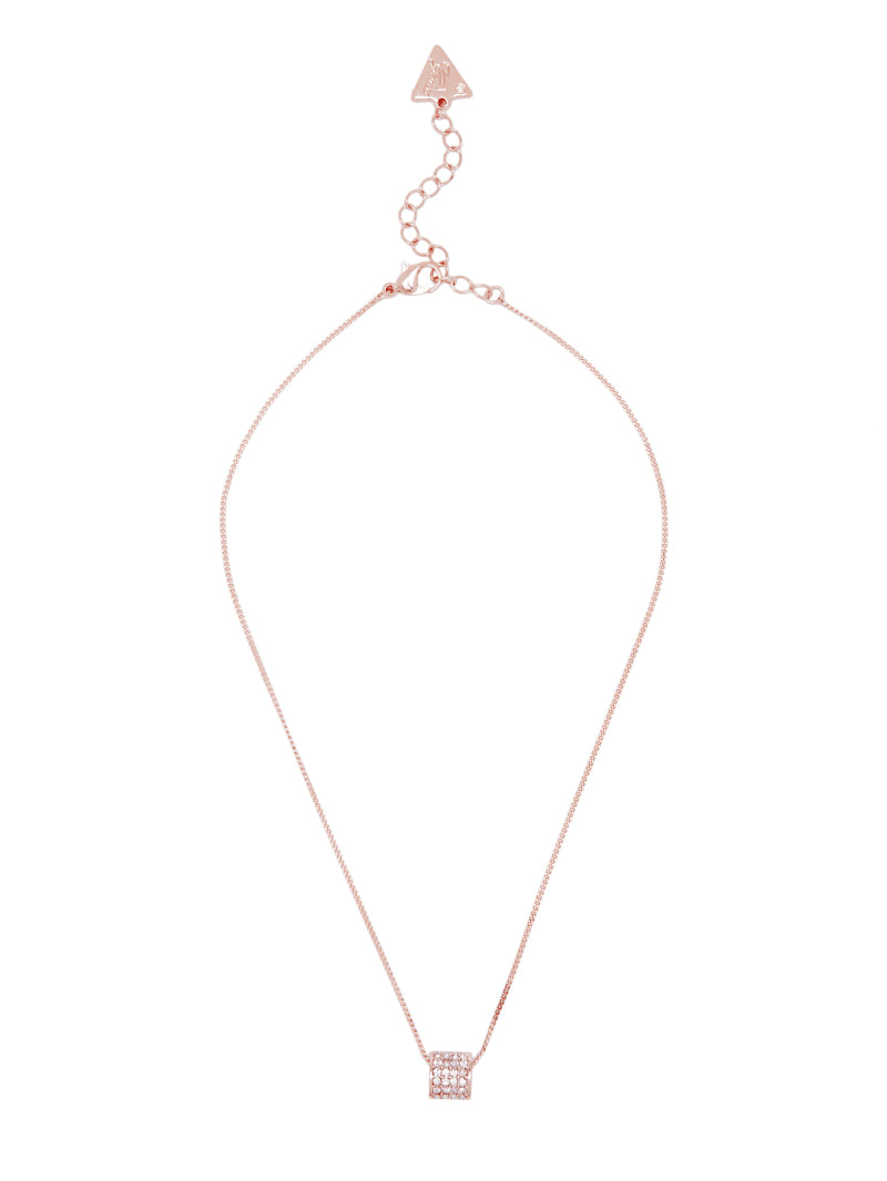 Guess Rose Gold-Tone Pave Barrel Necklace