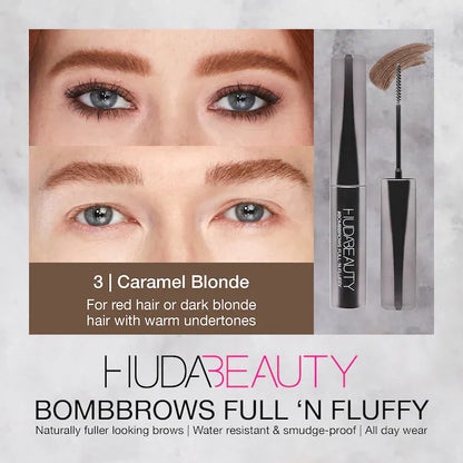 Huda Beauty #BombBrows Full 'n Fluffy Volumizing Fiber Gel- 3 Caramel Blonde