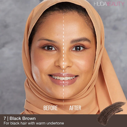 Huda Beauty #BombBrows Full 'n Fluffy Volumizing Fiber Gel- 7 Black Brown