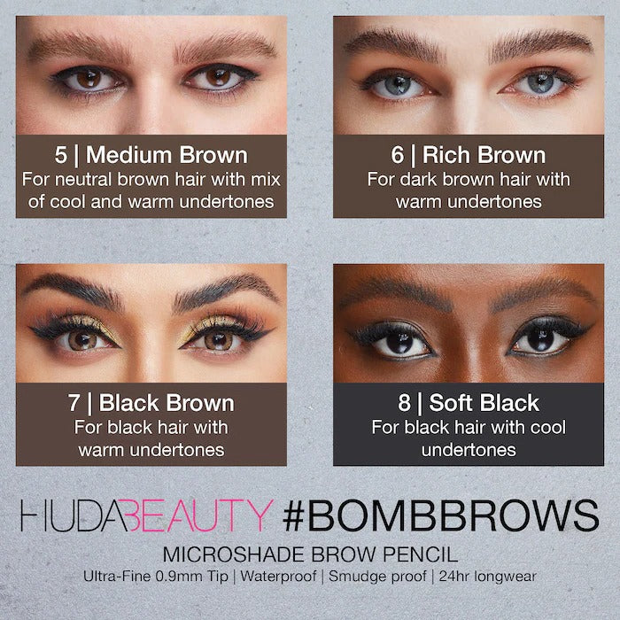 Huda Beauty #Bombbrows Microshade Brow Pencil- 6 Rich Brown