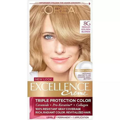 L'Oréal Paris Excellence Crème  Triple Protection Color, 8G Medium Golden Blonde