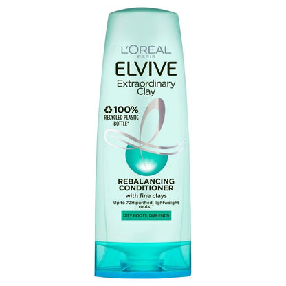 L'Oreal Elvive Extraordinary Clay Rebalancing Conditioner For Oily Roots, Dry Ends 400ml