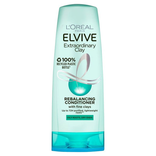 L'Oreal Elvive Extraordinary Clay Rebalancing Conditioner For Oily Roots, Dry Ends 400ml