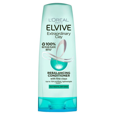 L'Oreal Elvive Extraordinary Clay Rebalancing Conditioner For Oily Roots, Dry Ends 400ml