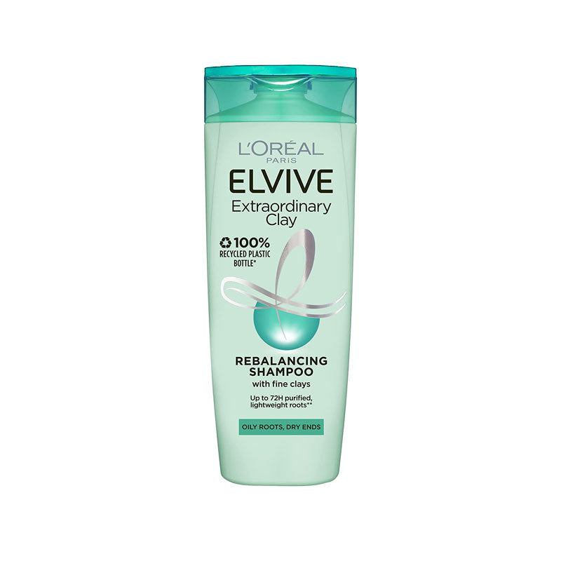 L'Oreal Elvive Extraordinary Clay Rebalancing Shampoo For Oily Roots, Dry Ends 400ml