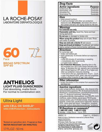 La Roche-Posay Anthelios Ultra Light Sunscreen Fluid SPF60, 50ml