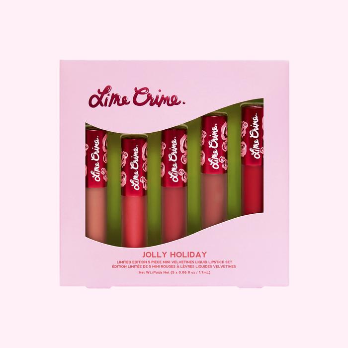 Lime Crime  Jolly Holiday -5 Pc Mini Velvetines Lipstick Set