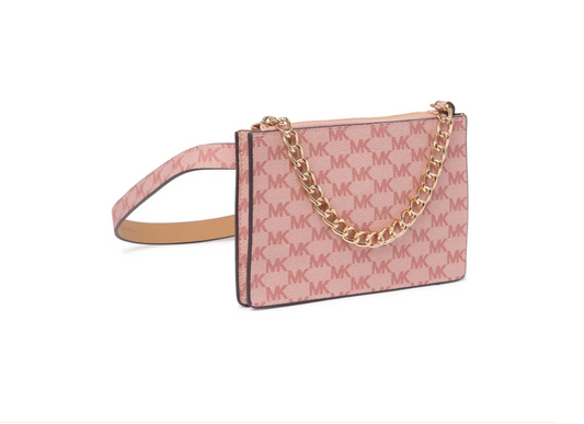 MICHAEL KORS Pull Chain Leather Belt Bag-Pink