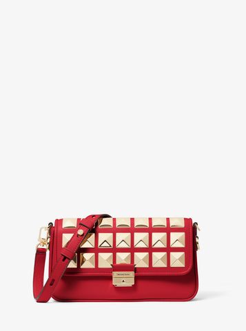 Michael Kors Bradshaw Small Studded Leather Bag- Crimson