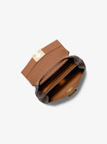 Michael Kors Lita Small Two-Tone Logo and Leather Crossbody Bag- Brown