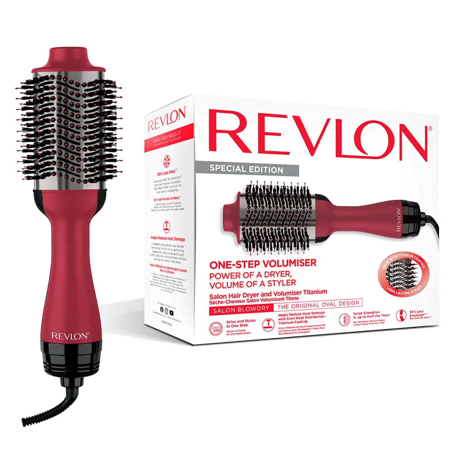 Revlon One-Step Hair Dryer & Volumizer Special Edition + Brush Cleaner,  New, Red