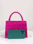SHEIN Glitter Flap Chain Square Bag- Hot Pink